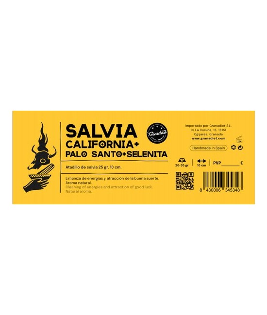 TRI.SALVIA CALIFORNIA PALO SANTO SELENITA 25 GR. 10 CM