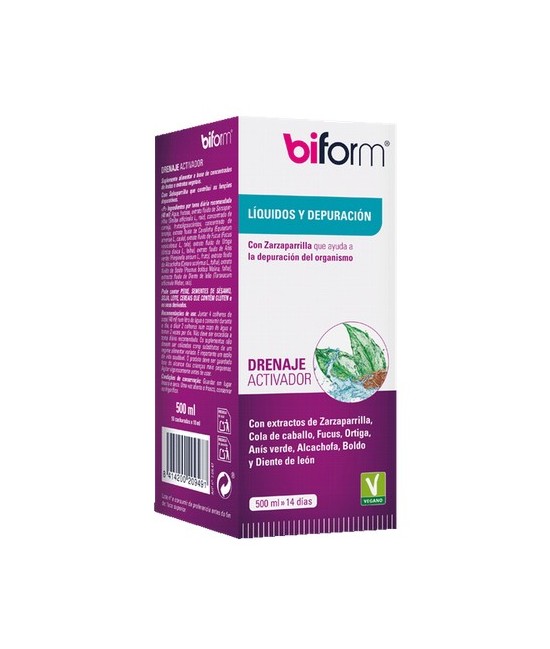 Sobre el producto
Descubre el complemento alimenticio biform drenaje activador, elaborado o a base de Zarzaparrilla, Fucus y o