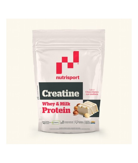 Producto que combina Creatina monohidrato (con la garantía del sello Creapure®) con concentrado de proteína de suero de leche y