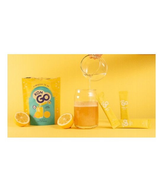 6 Sobres de Té de Kombucha en Polvo KOMGO, Sabor Limón Coreano. Bebida Instantánea con Probióticos y Antioxidantes. Solo 15 Kca