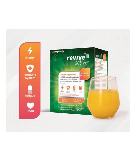 Descripción :
Revive Active es un super suplemento con 26 ingredientes activos que incluyen 11 vitaminas, 7 minerales y 5 amin