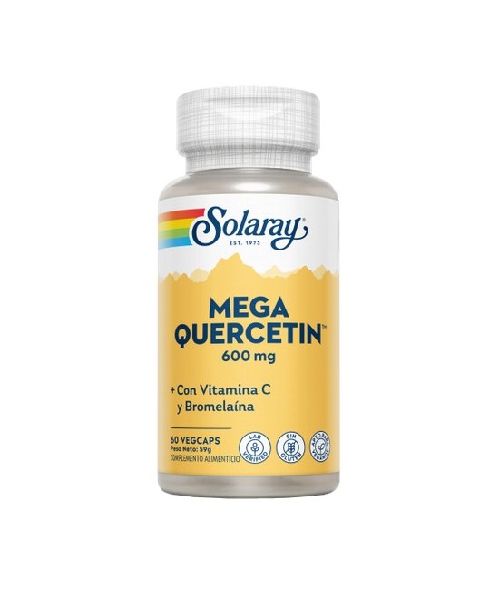 Mega Quercetin- 60 VegCaps. Sin gluten. Apto para veganos
Contenido medio (por VegCap)
Quercetin (Dihidrate)

600

mg
