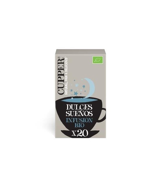 INFUSION DULCES SUEÑOS BIO, 20 BOLSAS
Ref. 604046

Ingredientes: canela * 35%, manzanilla * 25%, melisa * 20%, rooibos *, ar