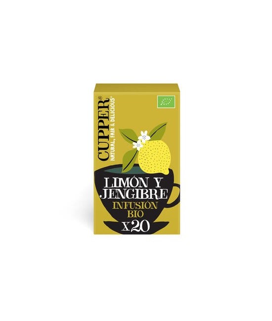INFUSION LIMON Y JENGIBRE BIO, 20 BOLSAS
Ref. 604049

Ingredientes: hierba de limón* 55%, raíz de jengibre* 15,5%, raíz de r