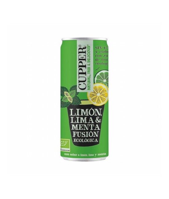 BEBIDA DE MENTA, LIMON Y LIMA BIO, 250 ml
Ref. 604117

Ingredientes: agua, zumo de fruta a partir de concentrado* (manzana* 