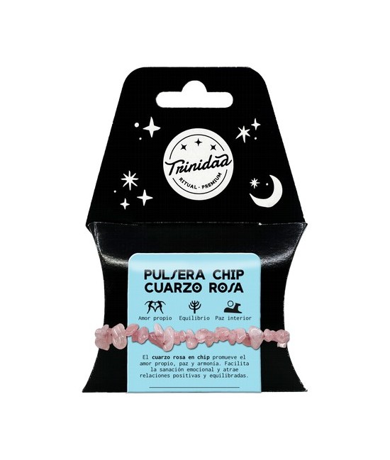 TRI.PULSERA CUARZO ROSA CHIP