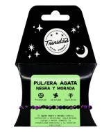 TRI.PULSERA AGATA NEGRA TEÑIDA MORADO BOLA 4 MM.