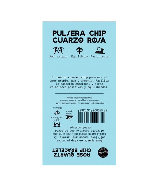 TRI.PULSERA CUARZO ROSA CHIP