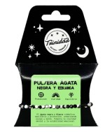 TRI.PULSERA AGATA NEGRA TEÑIDA BLANCA BOLA 4 MM.