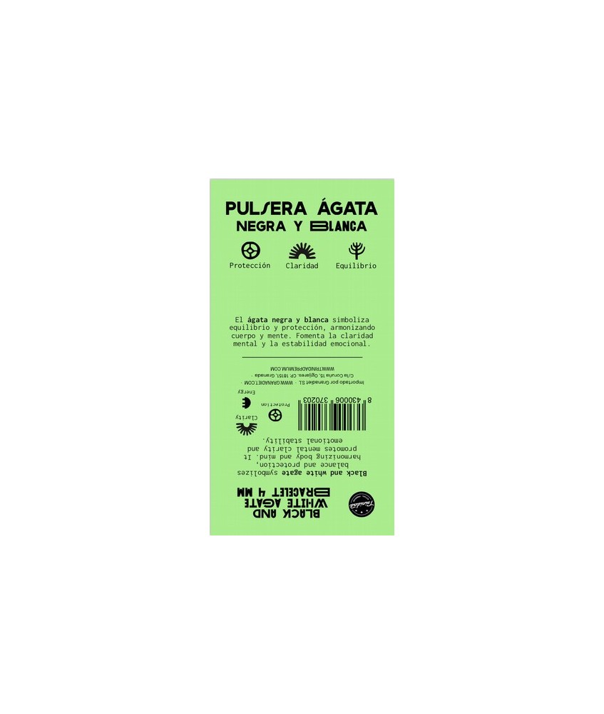 TRI.PULSERA AGATA NEGRA TEÑIDA BLANCA BOLA 4 MM.