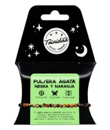 TRI.PULSERA AGATA NEGRA TEÑIDA NARANJA BOLA 4 MM.