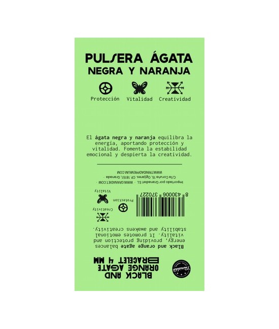 TRI.PULSERA AGATA NEGRA TEÑIDA NARANJA BOLA 4 MM.