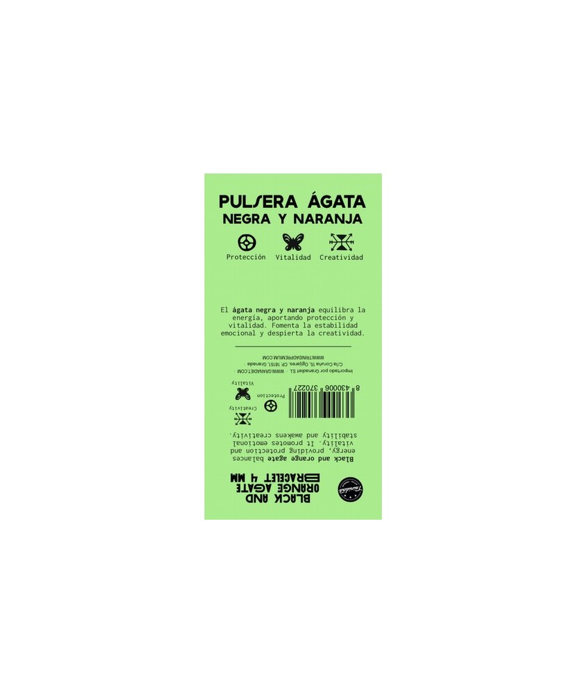 TRI.PULSERA AGATA NEGRA TEÑIDA NARANJA BOLA 4 MM.