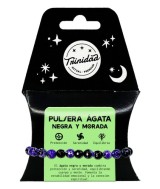 TRI.PULSERA AGATA NEGRA TEÑIDA MORADA BOLA 8 MM.