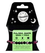 TRI.PULSERA AGATA NEGRA TEÑIDA ROSA BOLA 8 MM.