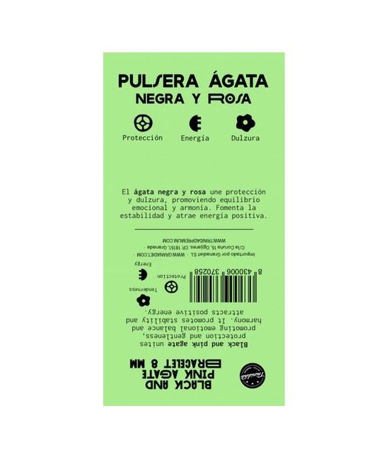 TRI.PULSERA AGATA NEGRA TEÑIDA ROSA BOLA 8 MM.