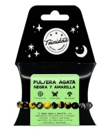 TRI.PULSERA AGATA NEGRA TEÑIDA AMARILLA BOLA 8 MM.
