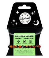 TRI.PULSERA AGATA NEGRA TEÑIDA NARANJA BOLA 8 MM.