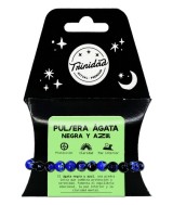 TRI.PULSERA AGATA NEGRA TEÑIDA AZUL BOLA 8 MM.