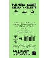 TRI.PULSERA AGATA NEGRA TEÑIDA CELESTE BOLA 8 MM.