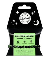 TRI.PULSERA AGATA NEGRA TEÑIDA VERDE BOLA 8 MM.
