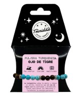TRI.PULSERA TURQUENITA OJO TIGRE CHARMS BOLA 8 MM.