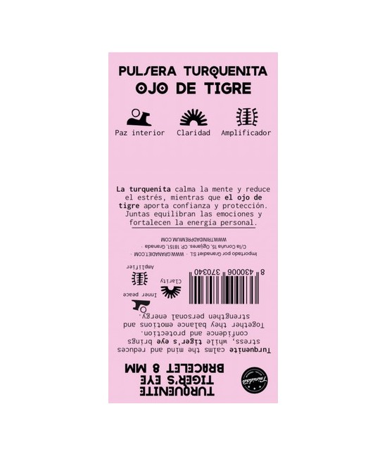 TRI.PULSERA TURQUENITA OJO TIGRE CHARMS BOLA 8 MM.