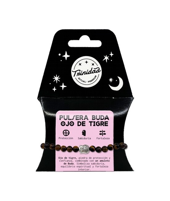 TRI.PULSERA OJO TIGRE BUDA 6 MM.