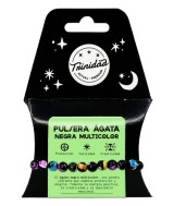 TRI.PULSERA AGATA NEGRA TEÑIDA MULTICOLOR BOLA 8 MM.