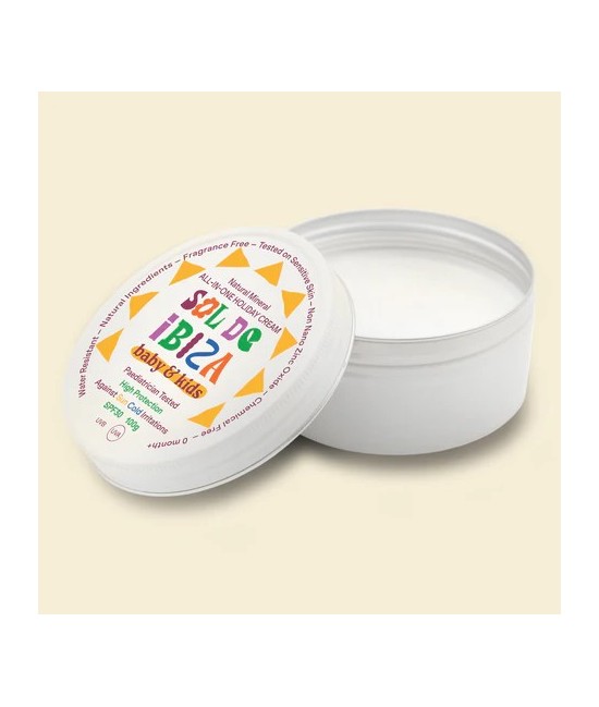 Protección solar orgánica y crema calmante. Aplicar con las manos limpias sobre la piel limpia antes de la exposición al sol. V