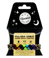 TRI.PULSERA DOBLE GOLDEN PIRITA 7 CHAKRAS BOLA 8 MM.
