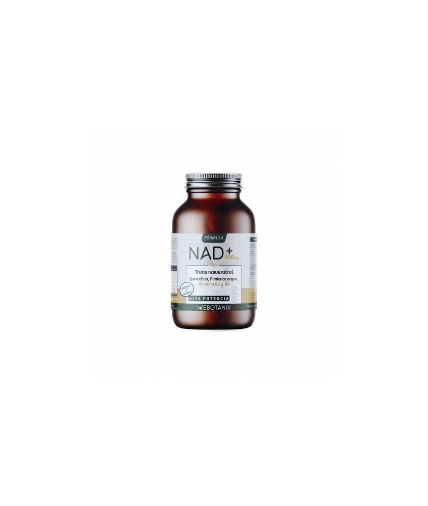 ¿Qué es NAD+ de WeBotanix?
Un complemento alimenticio a base de NAD?, resveratrol, quercetina, vitaminas y piperina diseñado p