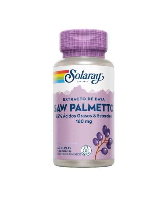 Saw Palmetto - 60 perlas.
Contenido medio (por perla)
Sabal (Serenoa repens)

160

mg

  (extracto de bayas que garanti