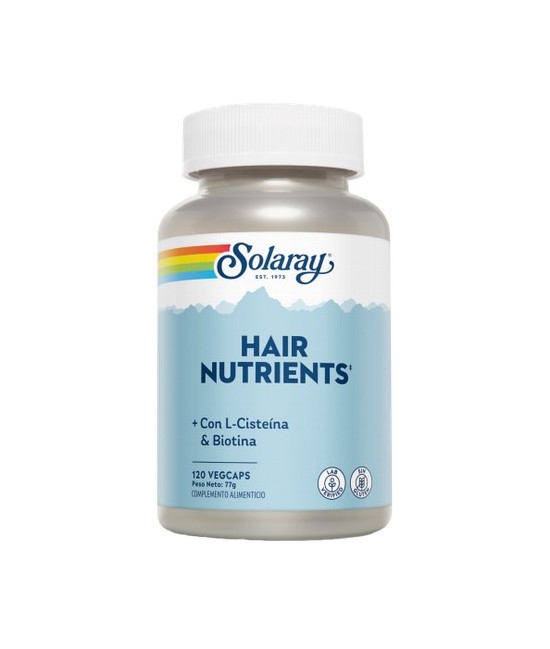 Hair Nutrients - 120 Vegcaps. Sin gluten.
Contenido medio (por VegCap)
Vitamina C 

100

mg

Ácido pantoténico

100
