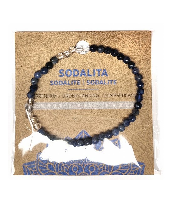 Pulsera de Sodalita y Cristal de Roca en bolas de 4mm.

En goma elástica.

Tarjeta exclusiva en 3 idiomas.