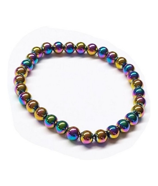 Pulsera de Hematite Arcoiris (6mm).

En goma elástica.