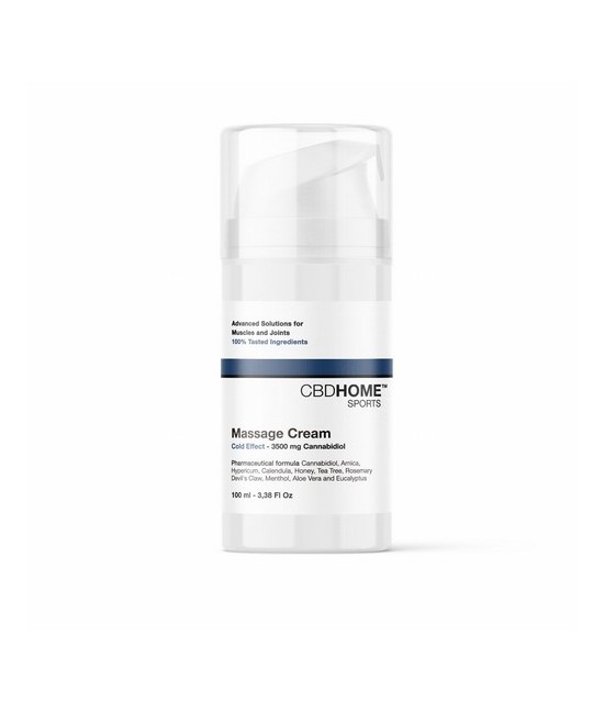 Esta Crema de Masaje Efecto Frío, en formato de 100 ml, con 3500 mg de CBD y CBG está formulada para aliviar rápidamente el dol