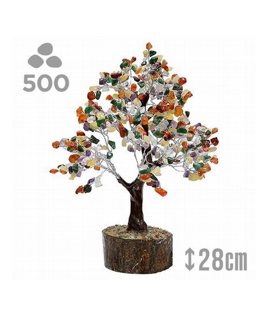 Árbol compuesto de 500 piedrecitas chip en mineral mixto.

Base de madera.

Para la cultura asiática simboliza la vida, la 