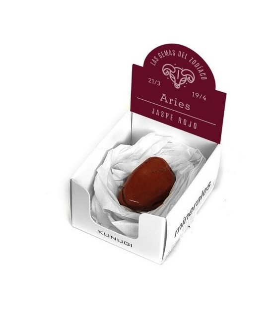 Caja que contiene gema de Jaspe Rojo de 3-4 cm aprox.

El signo del zodíaco que representa el Jaspe Rojo es Aries.

Medida 