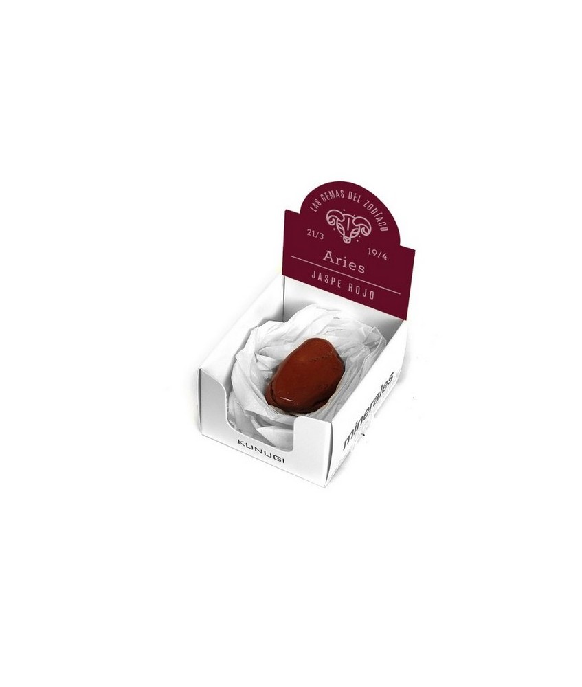 Caja que contiene gema de Jaspe Rojo de 3-4 cm aprox.

El signo del zodíaco que representa el Jaspe Rojo es Aries.

Medida 