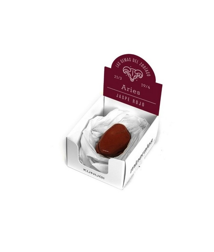 Caja que contiene gema de Jaspe Rojo de 3-4 cm aprox.

El signo del zodíaco que representa el Jaspe Rojo es Aries.

Medida 