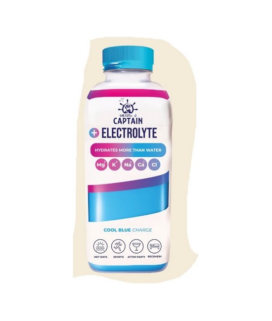 Los Electrolitos GUTsy Captain Cool Blue (sabor frambuesa) fueron desarrollados basándose en fórmulas de rehidratación IV, dise