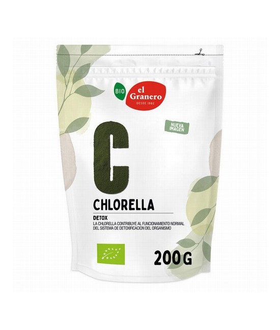 Ingredientes: chlorella alga en polvo* (Chlorella vulgaris). Contiene sulfitos. Puede contener gluten, soja, sésamo y frutos de