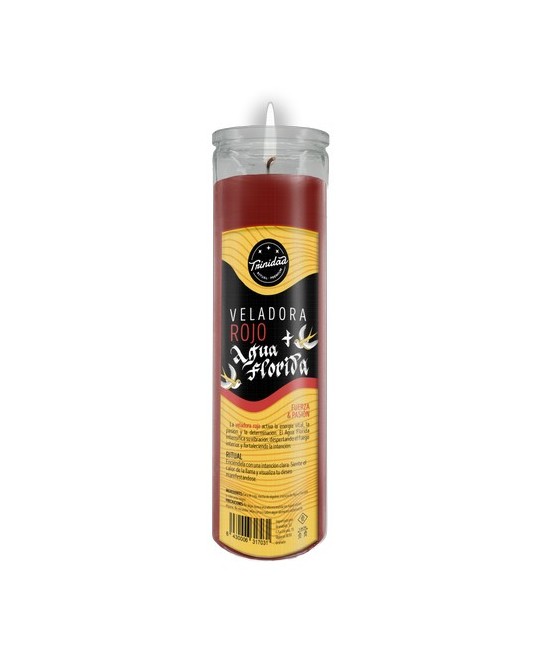 TRI.VELADORA AGUA FLORIDA ROJO