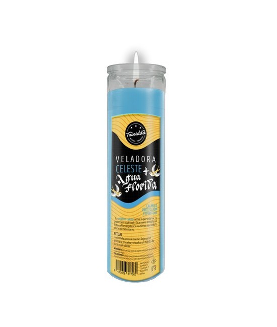 TRI.VELADORA AGUA FLORIDA CELESTE