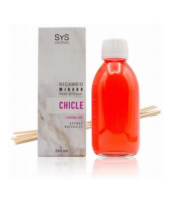 Nuestro Recambio Mikado Chicle 200 ml + Palos de la Colección Mármol de SYS Aromas llena cualquier estancia de una fragancia di