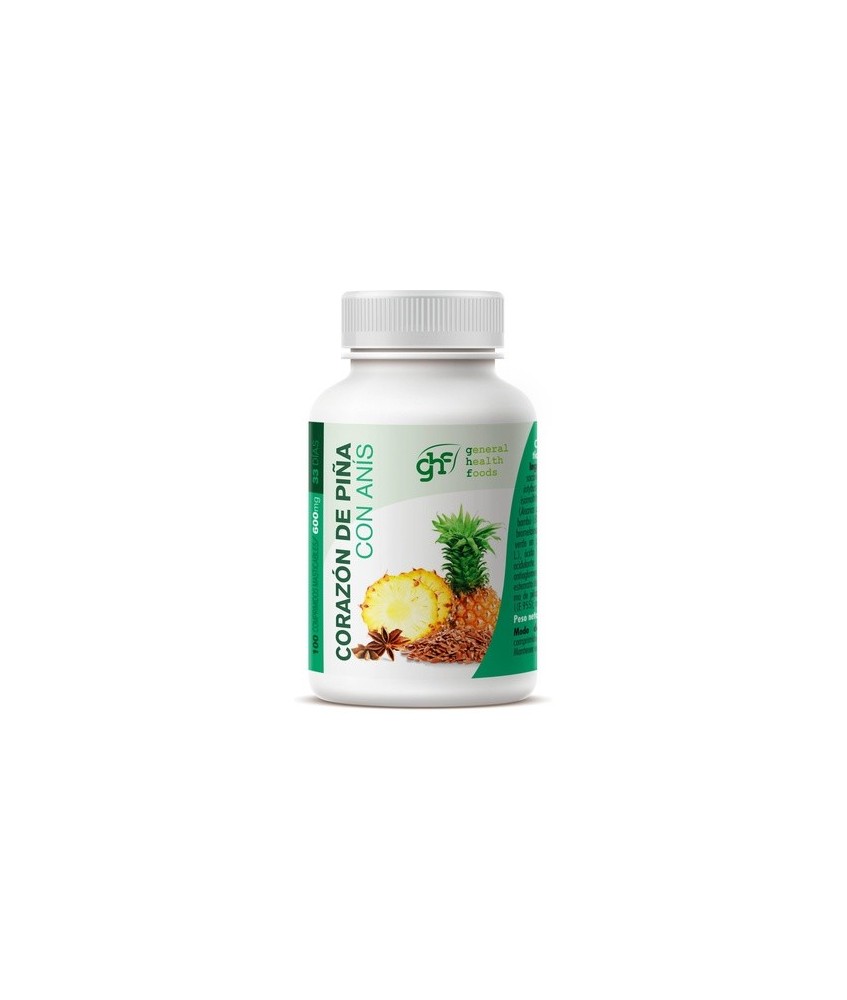 Corazón de piña con anís confort digestivo de GHF es un complemento alimenticio que contiene bromelina o bromelaína, una sustan