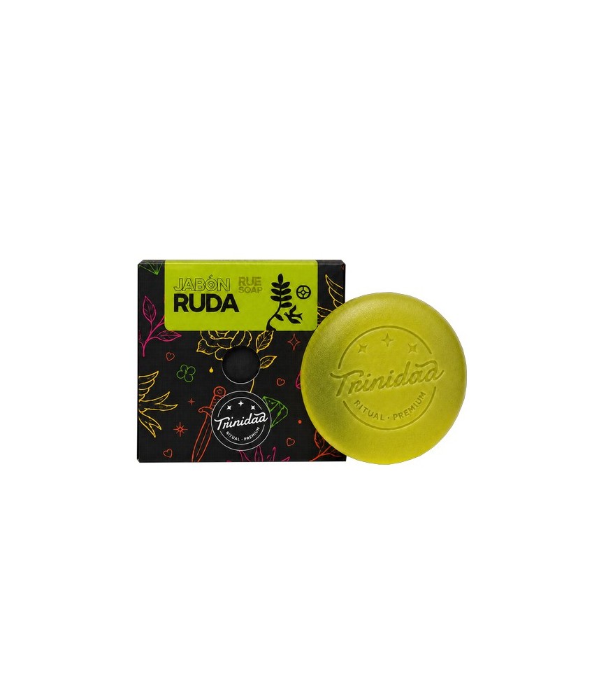 Jabón facial artesanal elaborado con base de glicerina y esencia de planta de ruda, ideal para una limpieza diaria suave, fresc
