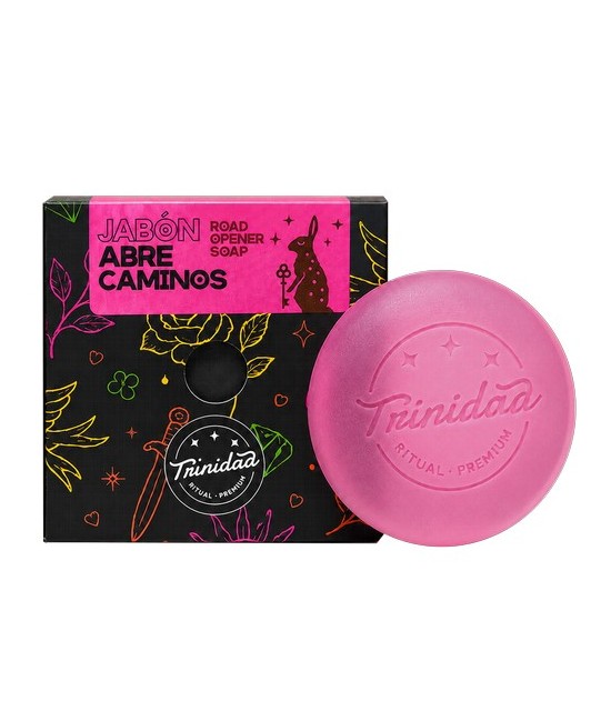 Jabón facial artesanal elaborado con base de glicerina y esencia Abrecaminos de Trinidad, ideal para una limpieza diaria suave,
