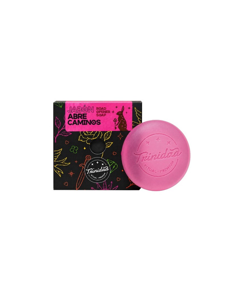 Jabón facial artesanal elaborado con base de glicerina y esencia Abrecaminos de Trinidad, ideal para una limpieza diaria suave,